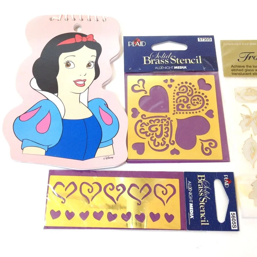 Kids Crafts Stickers Gemstones & Leaves Heart Stencils Disney Pad lot of 5